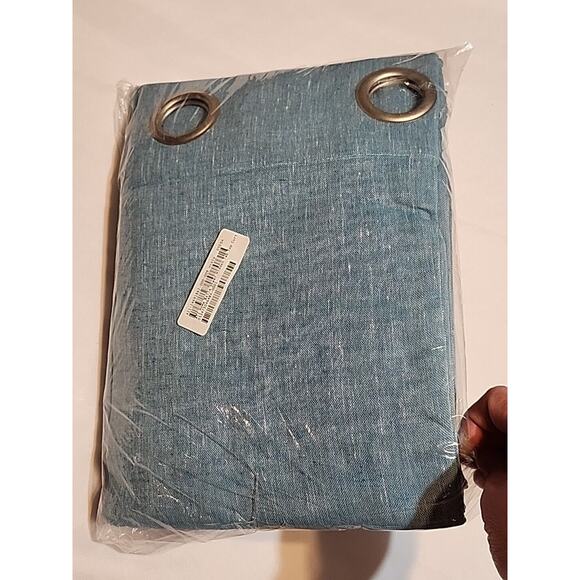 ATI Home Bella Sheer Grommet Curtain Blue 2 Panels Length 96" x Width 50"(100") - Picture 1 of 8